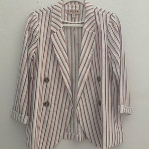 NWT Striped linen white blazer Anthropology.